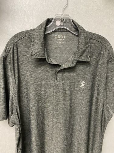 Izod Golf Shirt Mens Large Gray Polo Performance Lightweight Short sleeve L - Thumbnail 2