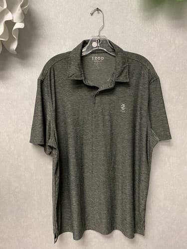 Izod Golf Shirt Mens Large Gray Polo Performance Lightweight Short sleeve L - Image 1