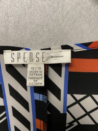 Spense Womens Top Size 1X Blue Red White Butterfly Sleeves Longer in Back - Thumbnail 2