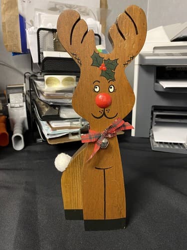 11” REINDEER Wooden SHELF Sitter Christmas - Image 1