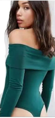 AFRM Womens One piece Long sleeve Body suit Green Size Large - Thumbnail 2