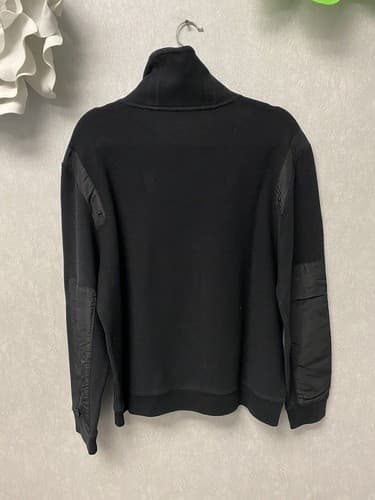 Calvin Klein Men's Sweater Size XL Slim Fit Black Mock Neck Satin Elbow Patches - Thumbnail 5