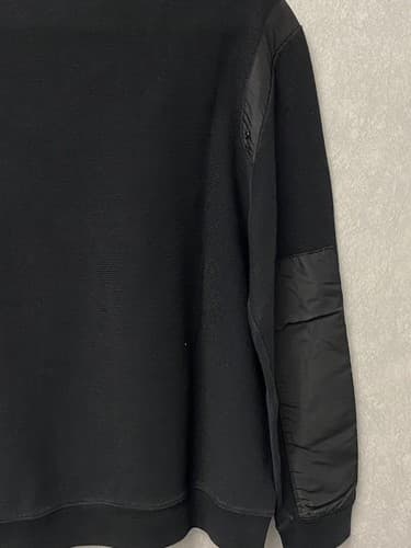 Calvin Klein Men's Sweater Size XL Slim Fit Black Mock Neck Satin Elbow Patches - Thumbnail 6