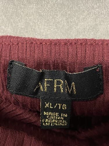 AFRM Bodysuit Burgundy Off Shoulder Ribbed Long Sleeve Size XL - Thumbnail 4