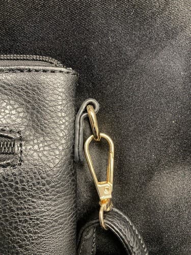 Black And Gold Multi Pocket Crossbody Bag With Adjustable Strap - Thumbnail 9