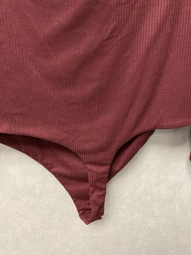 AFRM Bodysuit Burgundy Off Shoulder Ribbed Long Sleeve Size XL - Thumbnail 7