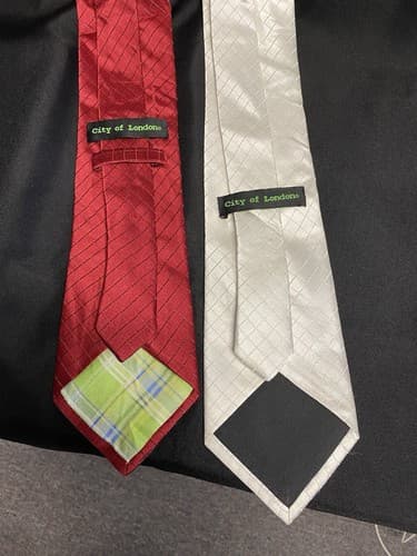 City of London 2pc Silk Neck Tie Set Red And White - Thumbnail 4