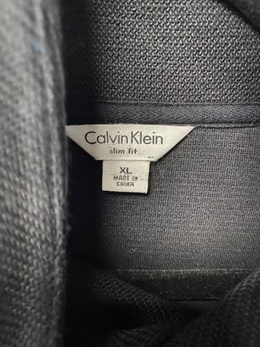 Calvin Klein Men's Sweater Size XL Slim Fit Black Mock Neck Satin Elbow Patches - Thumbnail 3