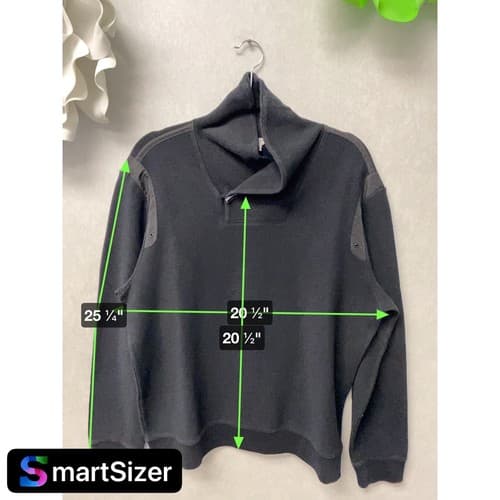 Calvin Klein Men's Sweater Size XL Slim Fit Black Mock Neck Satin Elbow Patches - Thumbnail 7