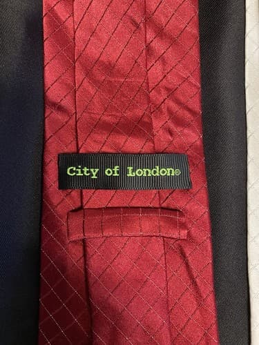 City of London 2pc Silk Neck Tie Set Red And White - Thumbnail 3