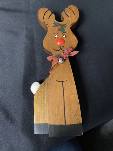 11” REINDEER Wooden SHELF Sitter Christmas - Thumbnail 2
