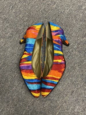 Vintage Life Stride Bright Painted Sateen Ribbon Pumps Size 9AA - Image 1