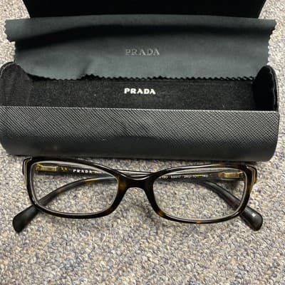Prada Eyeglasses VPR 12O 2AU-1O1 Dark Havana Butterfly Frame Italy 53 17 140 - Thumbnail 2