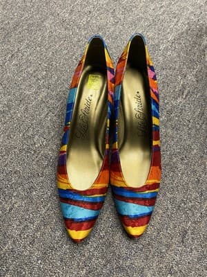 Vintage Life Stride Bright Painted Sateen Ribbon Pumps Size 9AA - Thumbnail 3