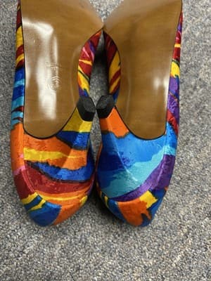 Vintage Life Stride Bright Painted Sateen Ribbon Pumps Size 9AA - Thumbnail 7