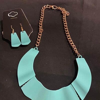 Green 2pc Medal Necklace Set - Image 1