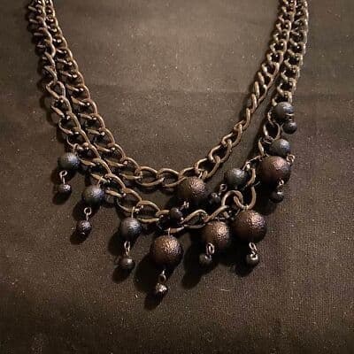 Black on Black Multi Strand Necklace - Thumbnail 2