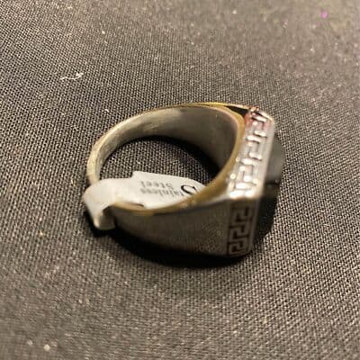 Black/ Silver Stainless Steel Ring Size 12 - Thumbnail 2
