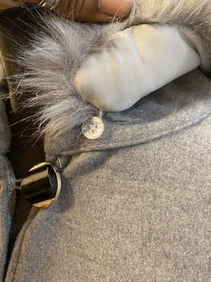 Fleece Poncho Cape Grey, Faux Fur Collar And Cuffs One Size - Thumbnail 3