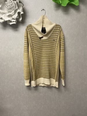 A. Tiziano Men’s Cream and Yellow Sweater Size XL - Image 1