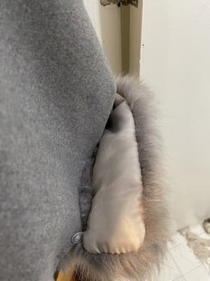 Fleece Poncho Cape Grey, Faux Fur Collar And Cuffs One Size - Thumbnail 4