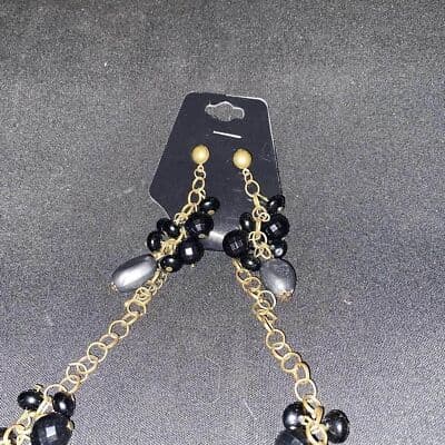 2pc Black/Gold Necklace Set - Thumbnail 2
