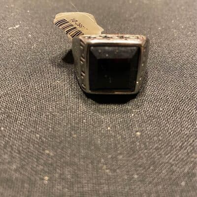 Black/ Silver Stainless Steel Ring Size 12 - Image 1