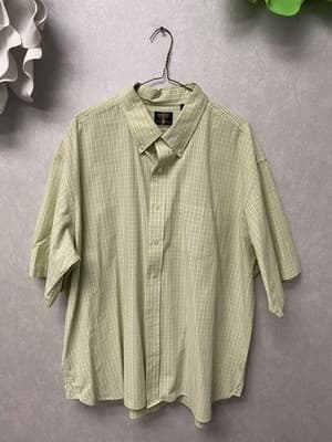 Arrow USA 1851 Men's Short Sleeve Green Plaid Button Down Shirt Size XXL - Image 1