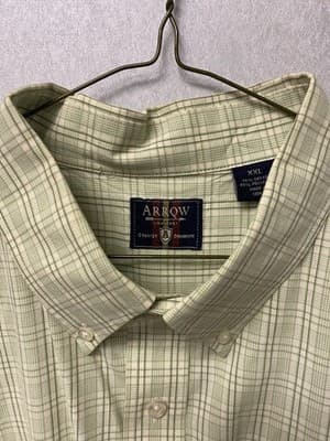 Arrow USA 1851 Men's Short Sleeve Green Plaid Button Down Shirt Size XXL - Thumbnail 3