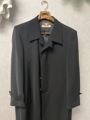 Carmel Zhao Designer Black Overcoat Trench Dress Coat Lightweight Maxi Womens M - Thumbnail 2