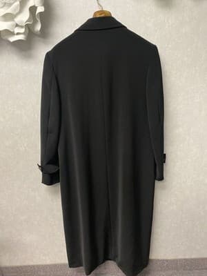 Carmel Zhao Designer Black Overcoat Trench Dress Coat Lightweight Maxi Womens M - Thumbnail 7