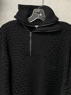 LaVané New York - Black Double Zip Knit Sweater Rare Size XL - Thumbnail 2