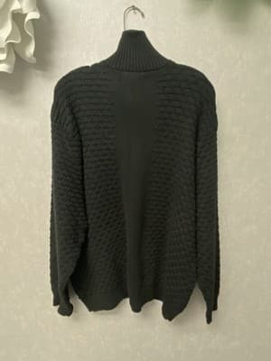 LaVané New York - Black Double Zip Knit Sweater Rare Size XL - Thumbnail 5