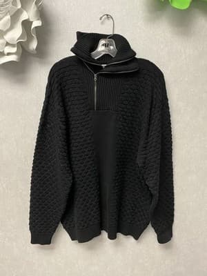 LaVané New York - Black Double Zip Knit Sweater Rare Size XL - Image 1