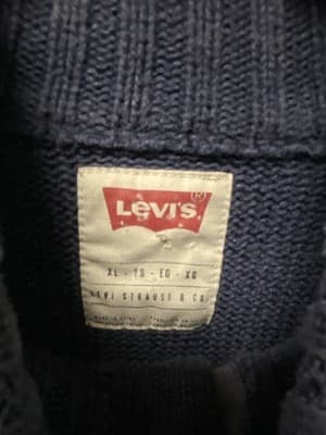 Men's LEVI'S Mock Neck Pullover Sweater Blue/Tan Size XL - Thumbnail 4
