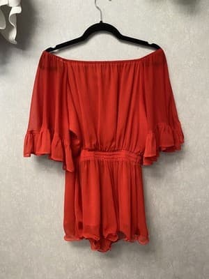 Endless Rose Red Ruffled Romper Size Small - Image 1
