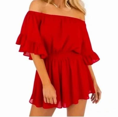 Endless Rose Red Ruffled Romper Size Small - Thumbnail 7