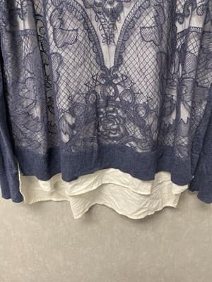 Simply Vera Blue Lace Overlay Classic 2Fer Sweater Top Women's Size XL - Thumbnail 5