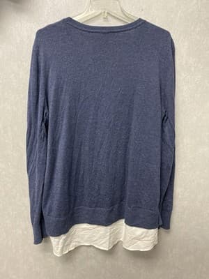 Simply Vera Blue Lace Overlay Classic 2Fer Sweater Top Women's Size XL - Thumbnail 6