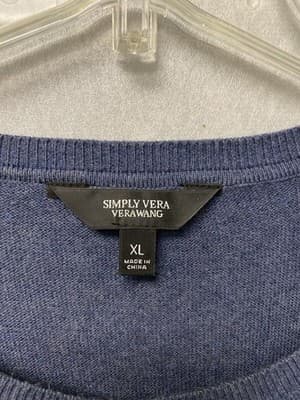 Simply Vera Blue Lace Overlay Classic 2Fer Sweater Top Women's Size XL - Thumbnail 4