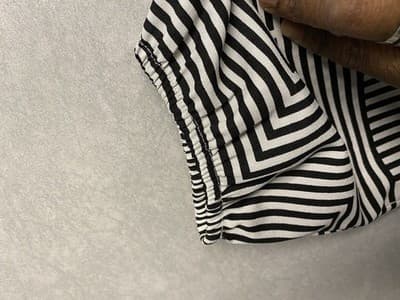 Milano Womens Tunic Blouse Black White Striped V Neck Pleated 3/4 Sleeves Size L - Thumbnail 5