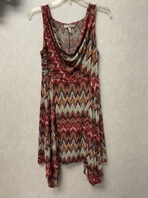 Corey P Dress Women's Handkerchief Hem Cowl Neck Chevron Stretch Size XS - Thumbnail 5