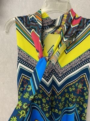Retro Look Blue/ Yellow Multi Pocketed Dress Size XL - Thumbnail 3
