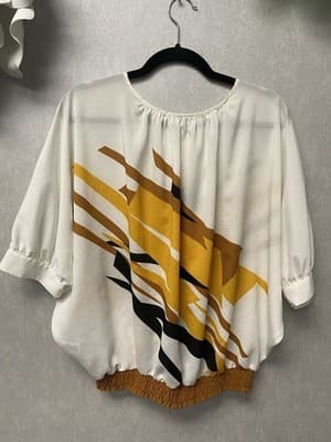 New York & Company Tan And White Blouse Size Large - Thumbnail 4
