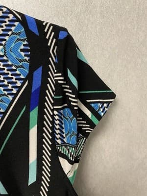 R&K Womens Dress Blue Black Teal White Stretch Knit Size Medium - Thumbnail 4