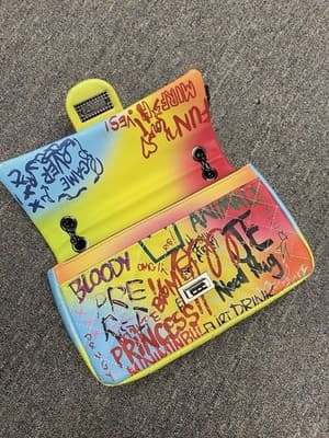 Lady Designer Shoulder Bag Graffiti Jumbo Handbag Flip Envelope Crossbody Clutch - Thumbnail 5