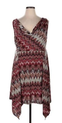 Corey P Dress Women's Handkerchief Hem Cowl Neck Chevron Stretch Size XS - Image 1