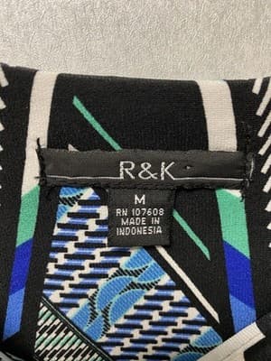 R&K Womens Dress Blue Black Teal White Stretch Knit Size Medium - Thumbnail 3
