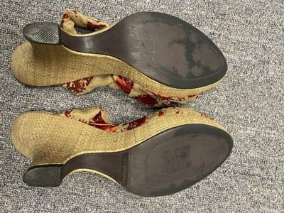 X2B Tan And Metallic Red Sandals Womens Size 8 Block Heels Shoes Wrap Around - Thumbnail 8