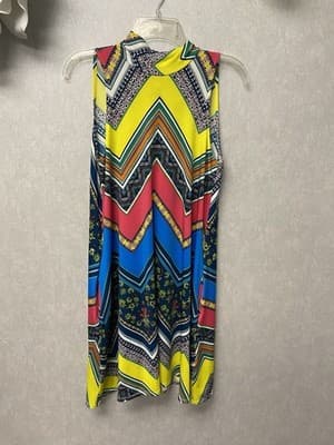 Retro Look Blue/ Yellow Multi Pocketed Dress Size XL - Thumbnail 6